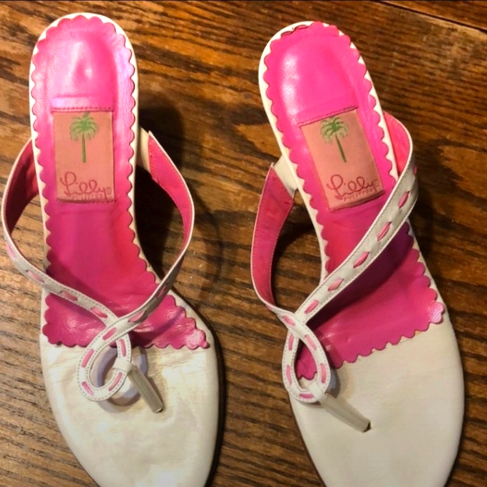 Lilly Pulitzer Pink and White Heeled Sandals